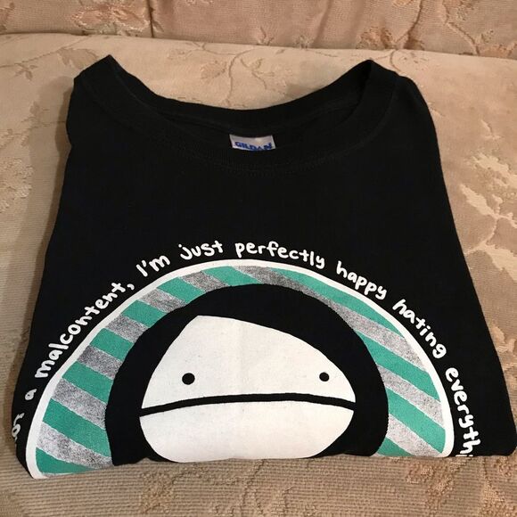 Malcontent Comic Cartoon Tee Dark Humor Goth Punk Sardonic Natalie Dee Black XL - Picture 10 of 10